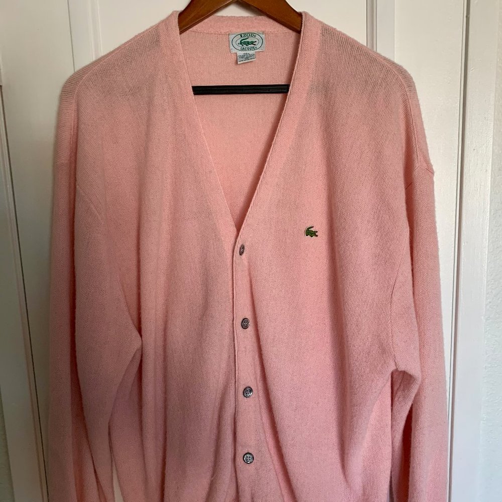 Vintage Lacoste Izod Pink Cardigan Sweater (1960s)